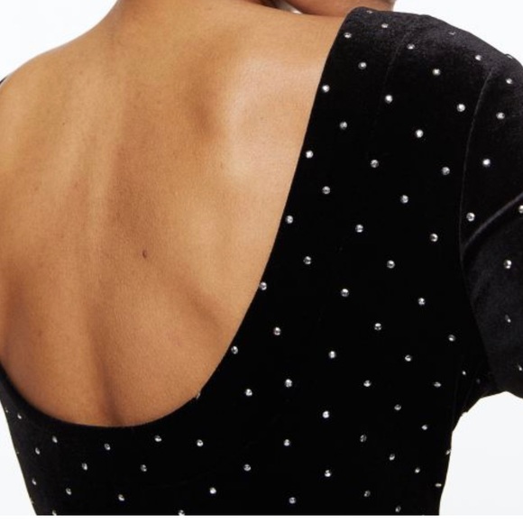 H&M Studded Rhinestone Long Sleeves Short Bodycon Dress Size M - Picture 2 of 13